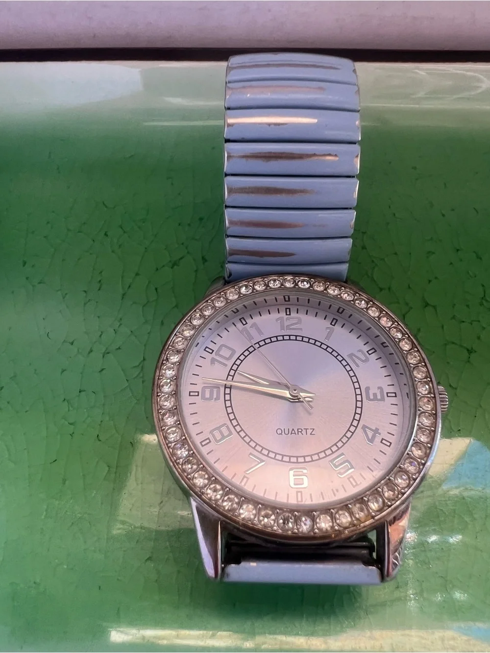 Quartz Women's Blue Crystal Accent Stretch Watch